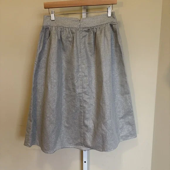 FRNCH Pleated Midi Skirt Print Women's Size M Silver Metallic - Picture 6 of 6